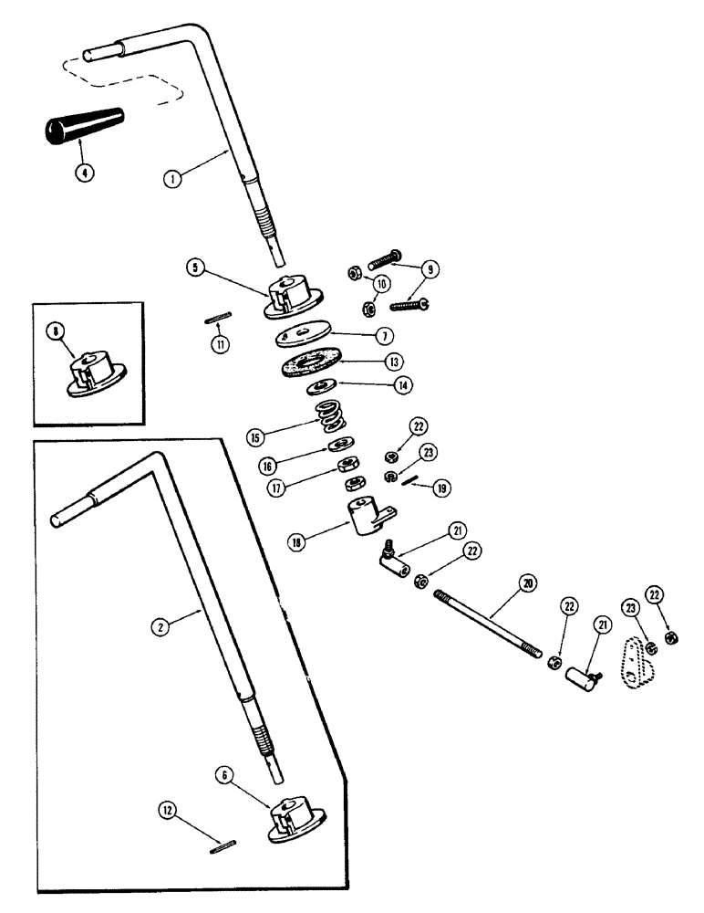 Схема запчастей Case 580 - (022) - UPPER THROTTLE LINKAGE, (188) DIESEL ENGINE (10) - ENGINE