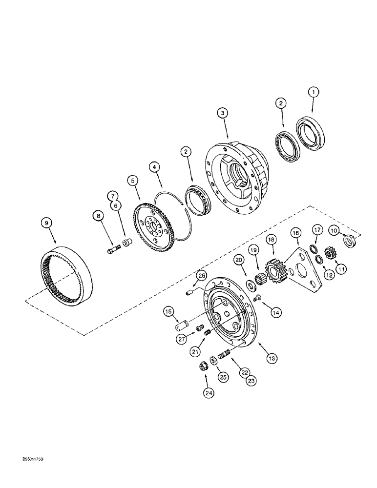 Схема запчастей Case 590L - (6-12) - FRONT DRIVE AXLE, PLANETARY (06) - POWER TRAIN