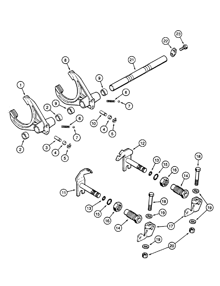 Схема запчастей Case 580SK - (6-56) - TRANSAXLE SHIFTER MECHANISM (06) - POWER TRAIN