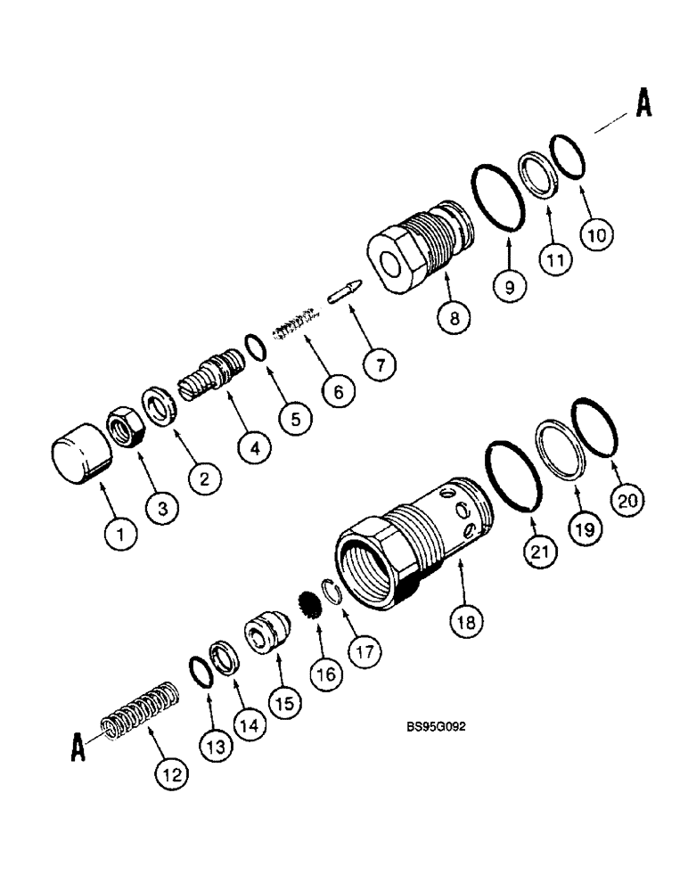 Схема запчастей Case 570LXT - (8-124) - THREE-POINT HITCH CONTROL VALVE, INLET/OUTLET SECTION MAIN RELIEF VALVE (08) - HYDRAULICS