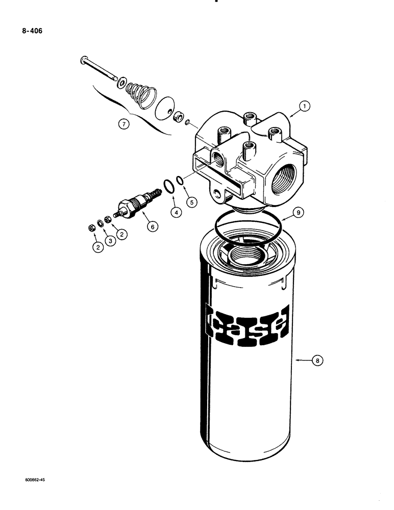 Схема запчастей Case 580K - (08-406) - HYDRAULIC OIL FILTER (08) - HYDRAULICS