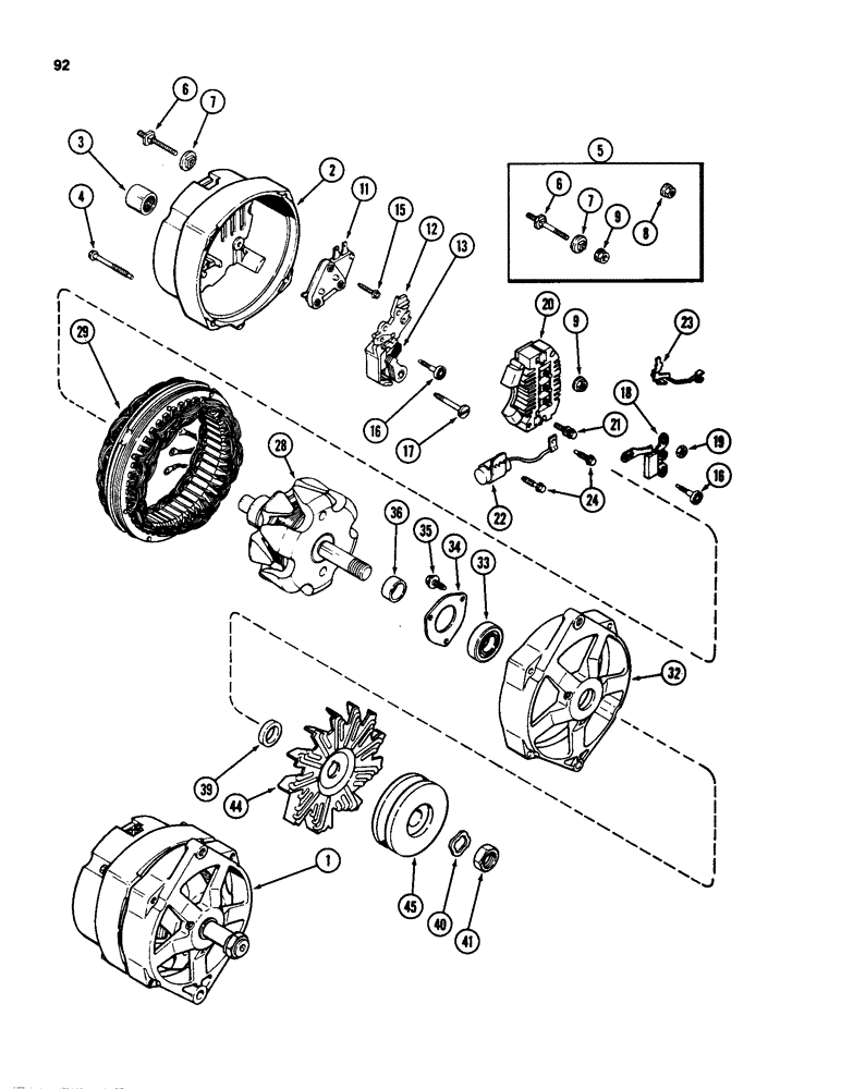 Схема запчастей Case 580D - (092) - A167153 ALTERNATOR (04) - ELECTRICAL SYSTEMS