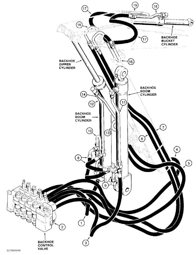 Схема запчастей Case 780D - (1-22) - PICTORIAL INDEX, BACKHOE HYDRAULICS, BOOM, DIPPER, AND BUCKET CYLINDERS (00) - PICTORIAL INDEX