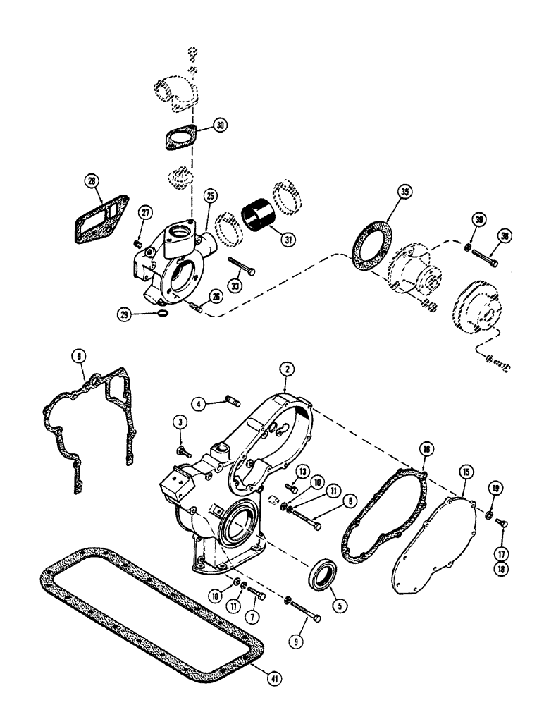 Схема запчастей Case 1700-SERIES - (055A) - TIMING GEAR COVER CONVERSION KIT, 188 DIESEL ENGINE, TO CONVERT 1 PIECE COVER TO 2 PIECE COVER (10) - ENGINE