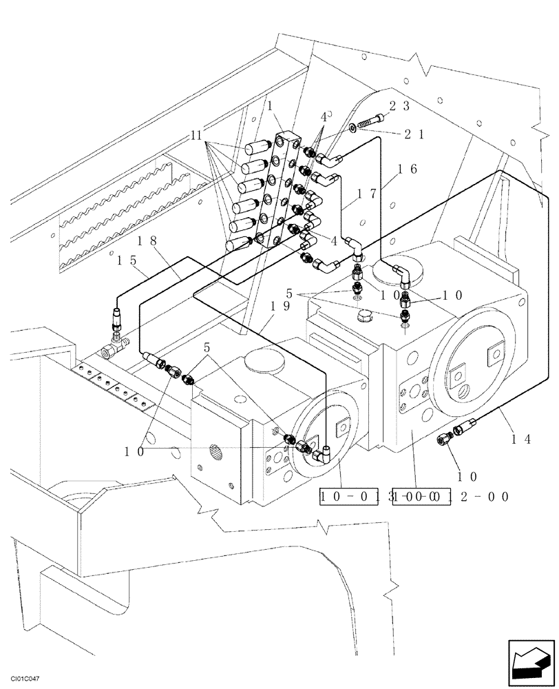 Схема запчастей Case SV212 - (10-009-00[01]) - HYDRAULIC CIRCUIT PRESSURE TEST POINT - IF USED (08) - HYDRAULICS