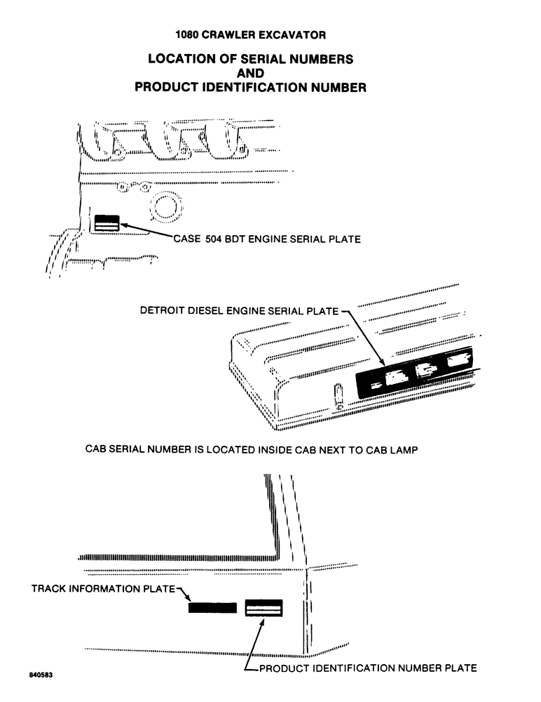 Схема запчастей Case 1080 - (004) - LOCATION OF SERIAL NUMBERS AND PRODUCT IDENTIFICATION NUMBER (00) - GENERAL & PICTORIAL INDEX
