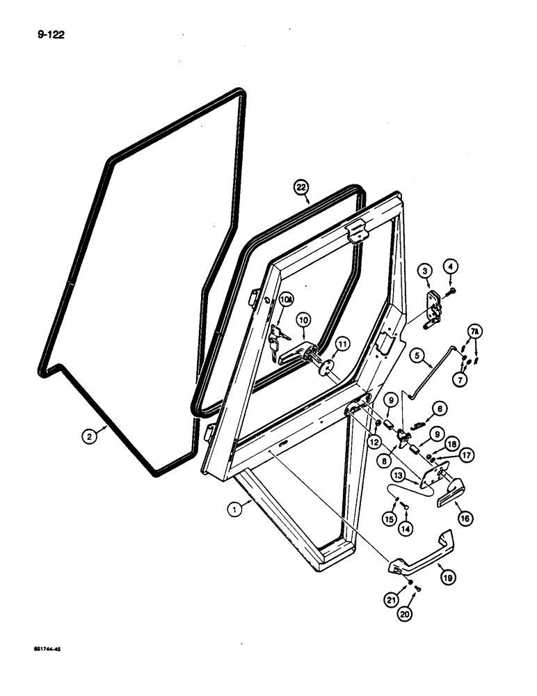 Схема запчастей Case 680L - (9-122) - CAB DOOR (09) - CHASSIS/ATTACHMENTS