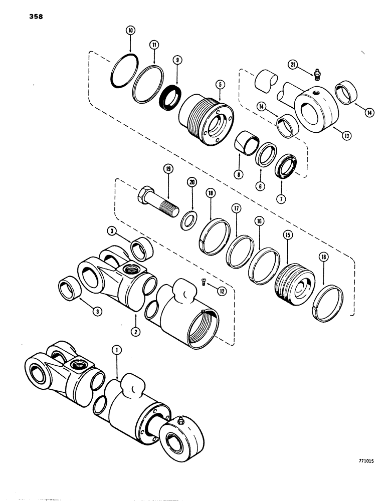 Схема запчастей Case 680E - (358) - G101256 BACKHOE BOOM CYLINDER, WITH ONE PIECE PISTON (35) - HYDRAULIC SYSTEMS