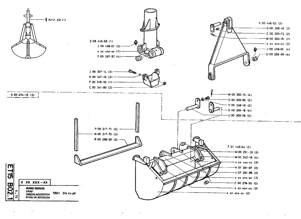 Схема запчастей Case TY45 - (ET15 B02.1) - GRAB - 550 L (3/4 CU. YD.) (18) - ATTACHMENT ACCESSORIES