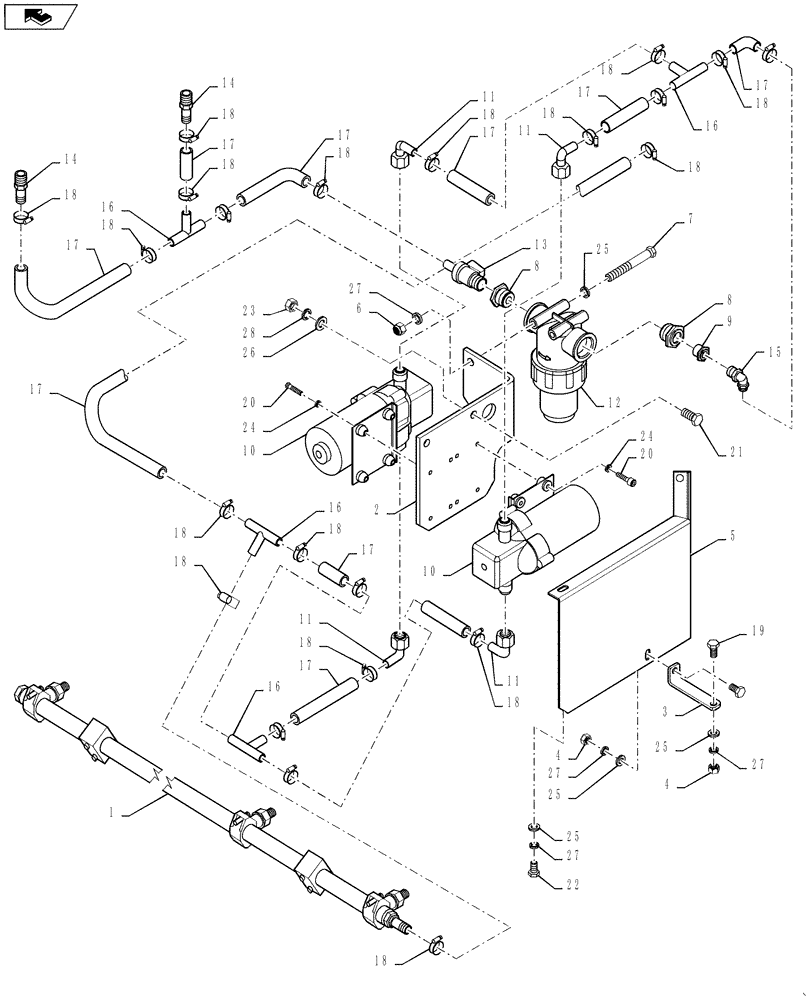 Схема запчастей Case DV210 - (75.120.01[02]) - WATER SPRINKLING SYSTEM (GROUP 94-ND125968) (75) - SOIL PREPARATION