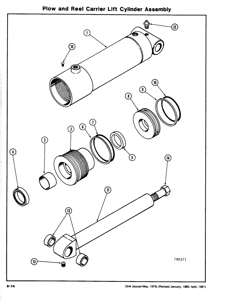 Схема запчастей Case DH4 - (3-14) - PLOW AND REEL CARRIER LIFT CYLINDER ASSEMBLY (35) - HYDRAULIC SYSTEMS