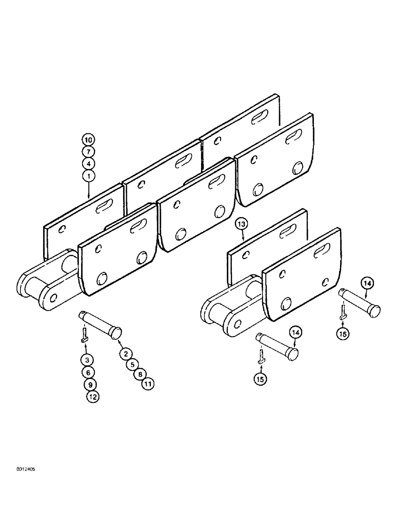 Схема запчастей Case 860 - (9-070) - ANTI-BACKFLEX DIGGING CHAINS - 150,000 POUND CHAINLINE (09) - CHASSIS/ATTACHMENTS