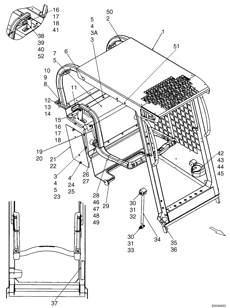 Схема запчастей Case 450CT - (09-23) - CAB - SEAT FRAME AND SEAT BAR (09) - CHASSIS