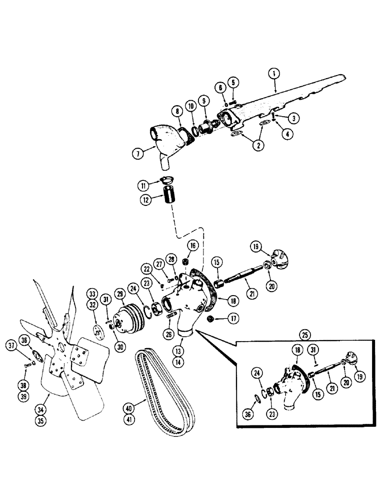 Схема запчастей Case W12 - (024) - WATER MANIFOLD - PUMP AND FAN (02) - ENGINE