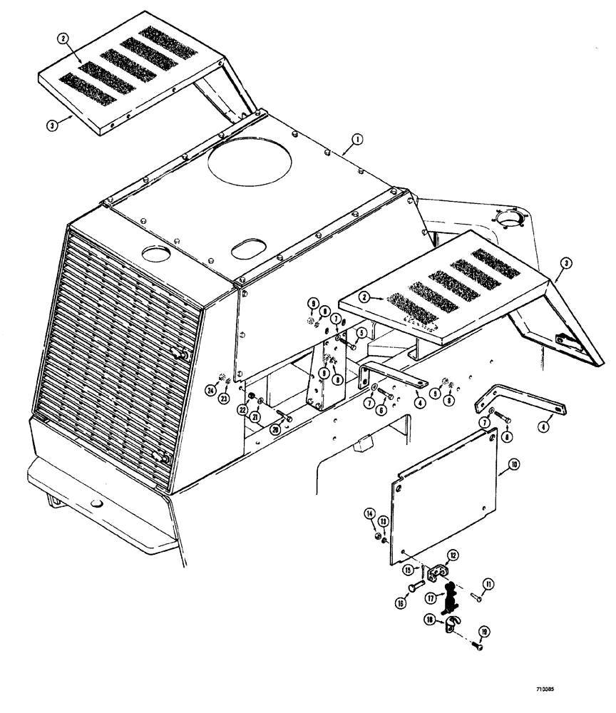 Схема запчастей Case W20 - (238) - HOOD, REAR FENDERS AND ENGINE SIDE PANELS (09) - CHASSIS