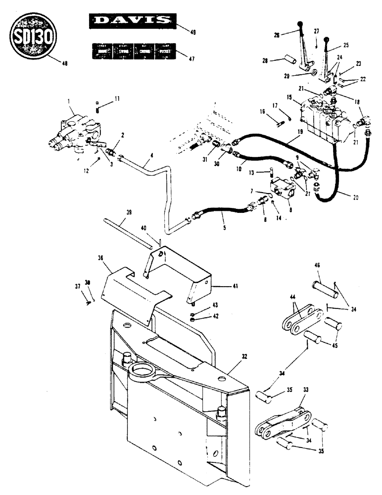 Схема запчастей Case 1000 - (74) - D-130, SD-130 HYDRAULIC LINES, ATTACHING BRACKETS 