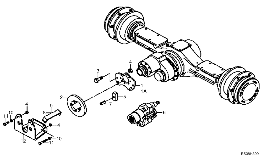 Схема запчастей Case 330 - (32A00000622[02]) - INTERMEDIATE AXLE - BRAKE CALIPER INSTALLATION (11) - AXLES/WHEELS