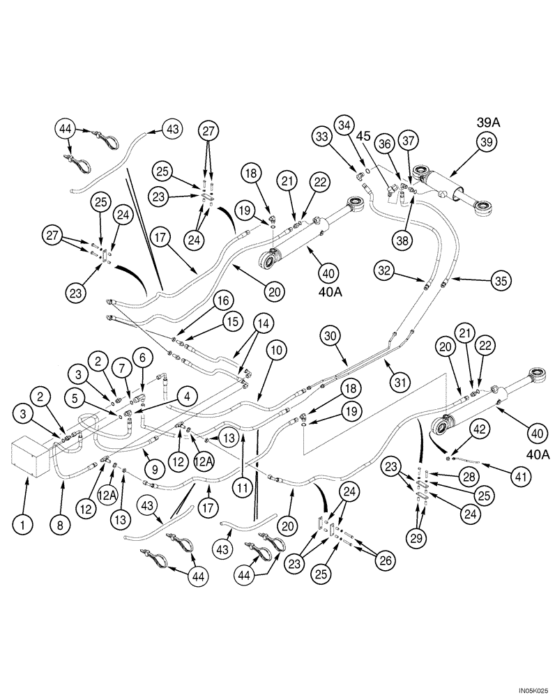 Схема запчастей Case 550H-IND - (08-06) - HYDRAULICS, TILT AND ANGLE CIRCUITS (08) - HYDRAULICS