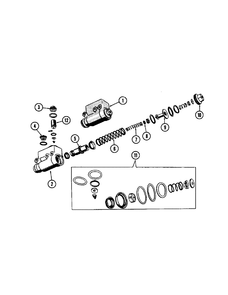 Схема запчастей Case W7 - (164) - A13205 MASTER CYLINDER, HYDRAULIC BRAKE, A18525 MASTER CYLINDER, HYDRAULIC BRAKE (07) - BRAKES