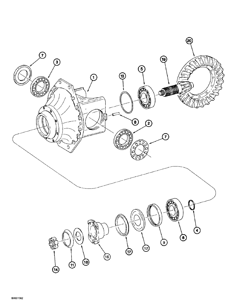 Схема запчастей Case 821B - (6-46) - FRONT AXLE DIFFERENTIAL CARRIER, 107934A1 AND 231369A1 AXLES (06) - POWER TRAIN