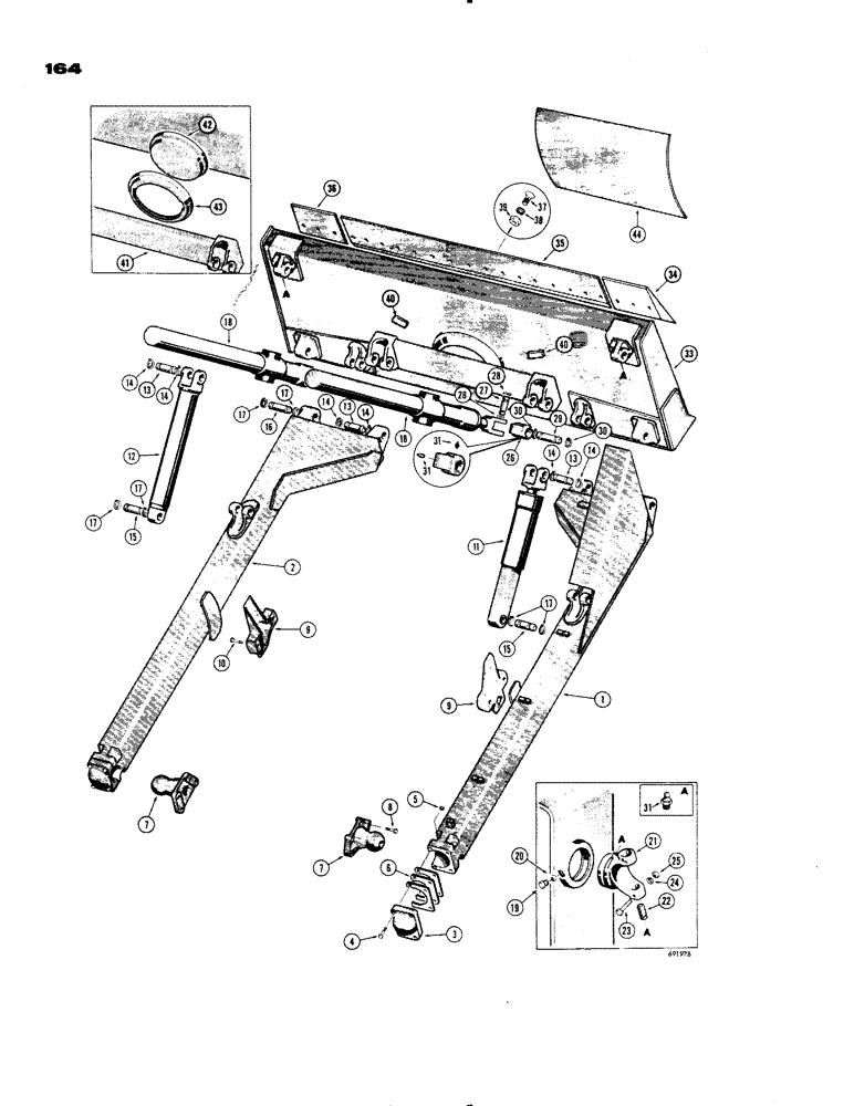 Схема запчастей Case 1150 - (164) - POWER TILT DOZER (05) - UPPERSTRUCTURE CHASSIS