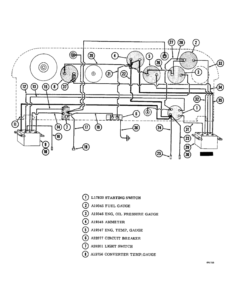 Схема запчастей Case W8B - (080) - INSTRUMENT PANEL, GAS ENGINE, USED WITH GENERATOR ELECTRICAL SYSTEM (06) - ELECTRICAL SYSTEMS