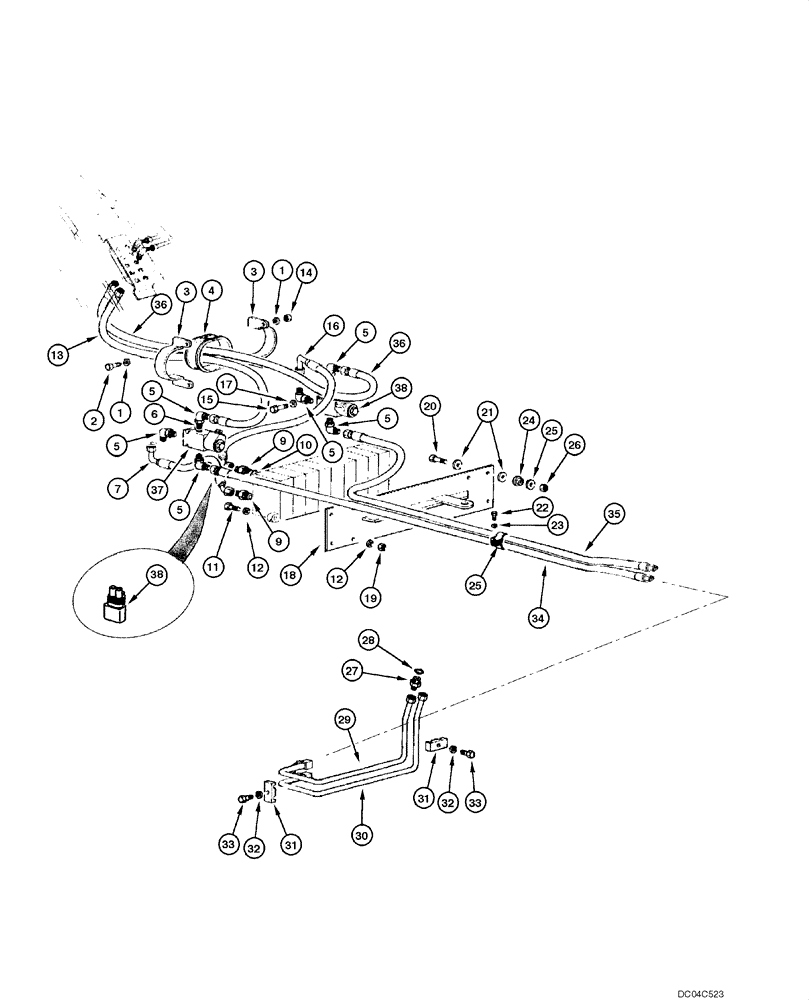 Схема запчастей Case 845 - (08.26[00]) - SCARIFIER AND RIPPER HYDRAULIC CIRCUIT (08) - HYDRAULICS