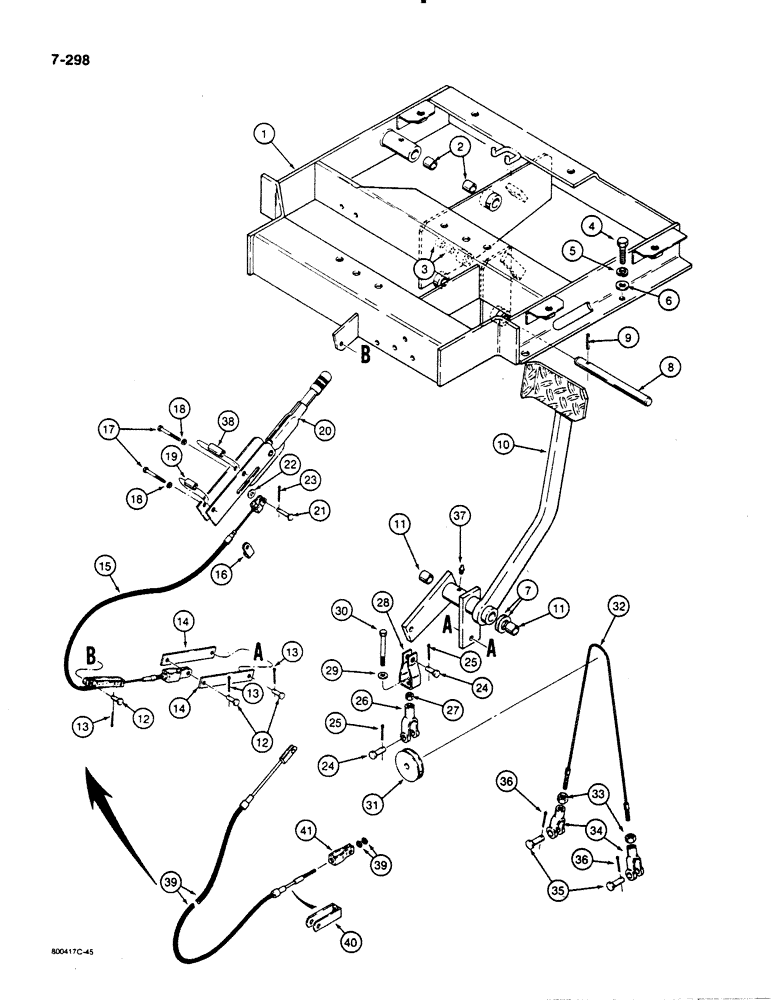 Схема запчастей Case 1455B - (7-298) - PARKING BRAKES - MANUAL (07) - BRAKES