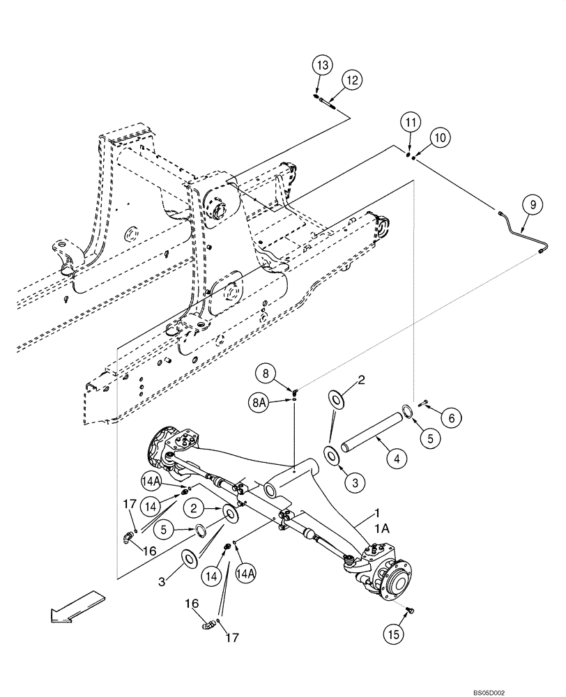 Схема запчастей Case 588G - (05-08) - AXLE, REAR (377979A1 / 86990837) - MOUNTING (IF USED) (05) - STEERING