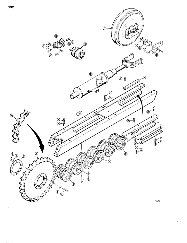 Схема запчастей Case 1150B - (192) - LOADER TRACK FRAMES AND RELATED PARTS (04) - UNDERCARRIAGE