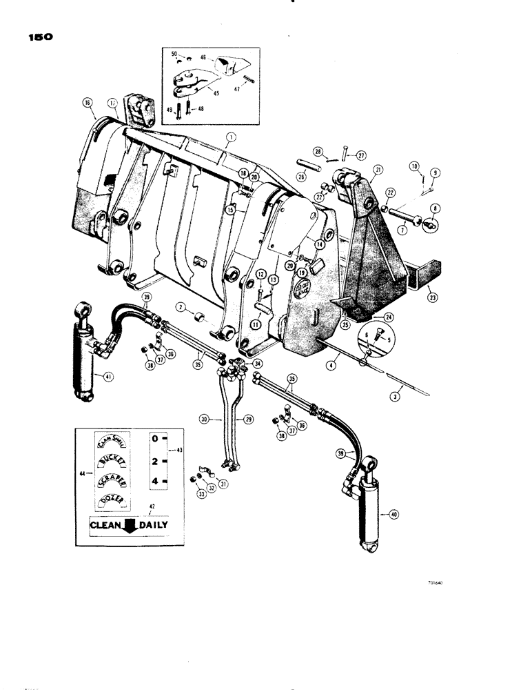 Схема запчастей Case 1150 - (150) - D42910 DROTT 4-IN-1 BUCKET (05) - UPPERSTRUCTURE CHASSIS