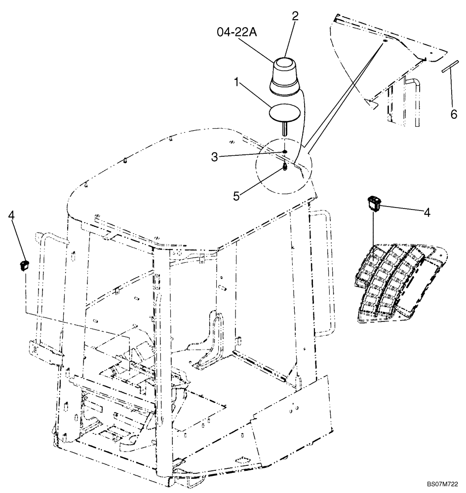 Схема запчастей Case 521E - (04-22) - BEACON ASSY, ROTATING - MOUNTING (04) - ELECTRICAL SYSTEMS