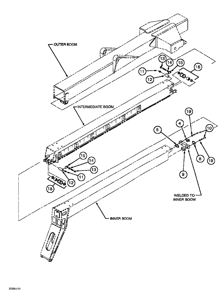 Схема запчастей Case 689G - (09-24) - BOOM CHAIN ASSEMBLY, PULLEYS, PINS AND HARDWARE (09) - CHASSIS