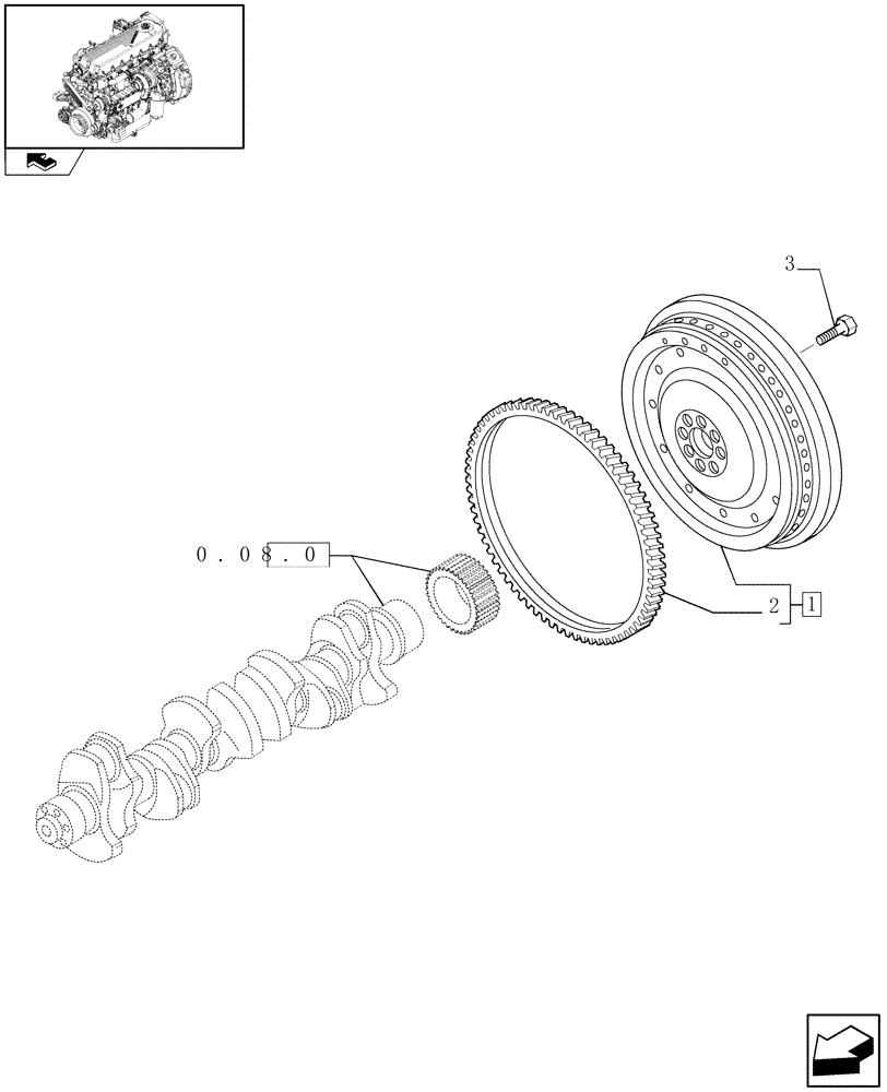 Схема запчастей Case F2CE9684H E003 - (0.08.3) - FLYWHEEL (504129521) 