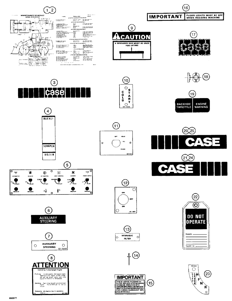 Схема запчастей Case W14 - (648) - DECALS, FOR TAN AND YELLOW TRACTORS (09) - CHASSIS/ATTACHMENTS