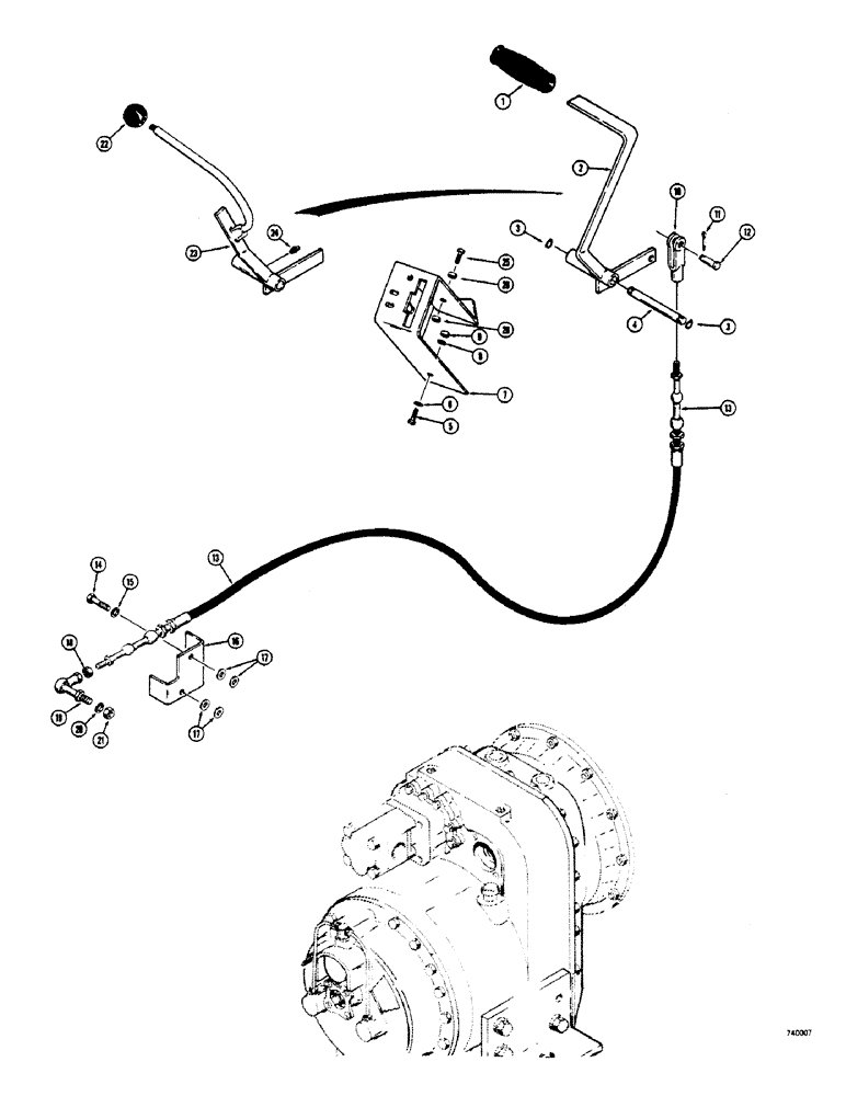 Схема запчастей Case 600 - (130) - TRANSMISSION CONTROL PARTS (03) - TRANSMISSION