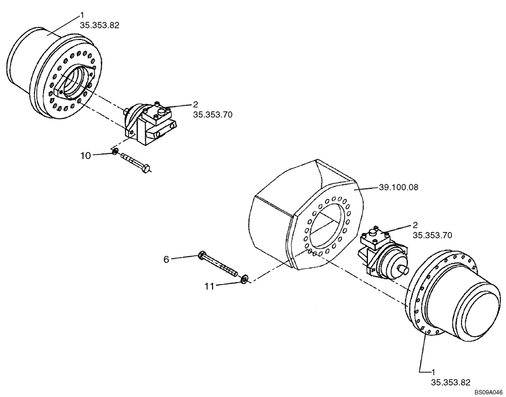 Схема запчастей Case SV212 - (35.353.29[01]) - DRIVE ASSY, REAR WHEELS (SM SV, SM SV ACE) - BSN NBNTC2141 (35) - HYDRAULIC SYSTEMS