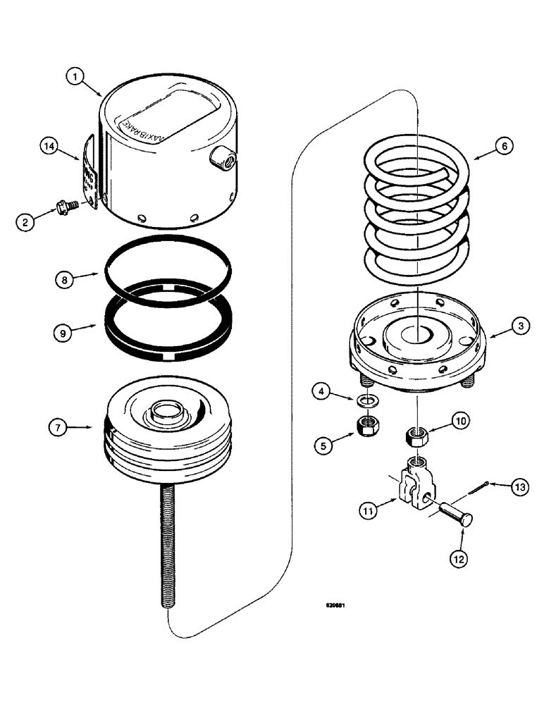 Схема запчастей Case W14 - (434) - L61187 PARKING BRAKE ACTUATOR (07) - BRAKES