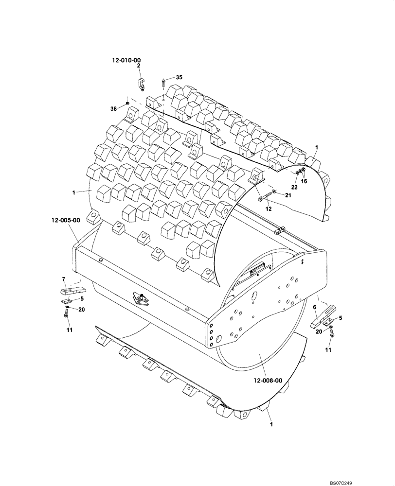 Схема запчастей Case SV212 - (12-009-00[01]) - CHASSIS - SEGMENTS ADAPTING FOR TAMPING (GROUP 560) (ND011828) (09) - CHASSIS/ATTACHMENTS