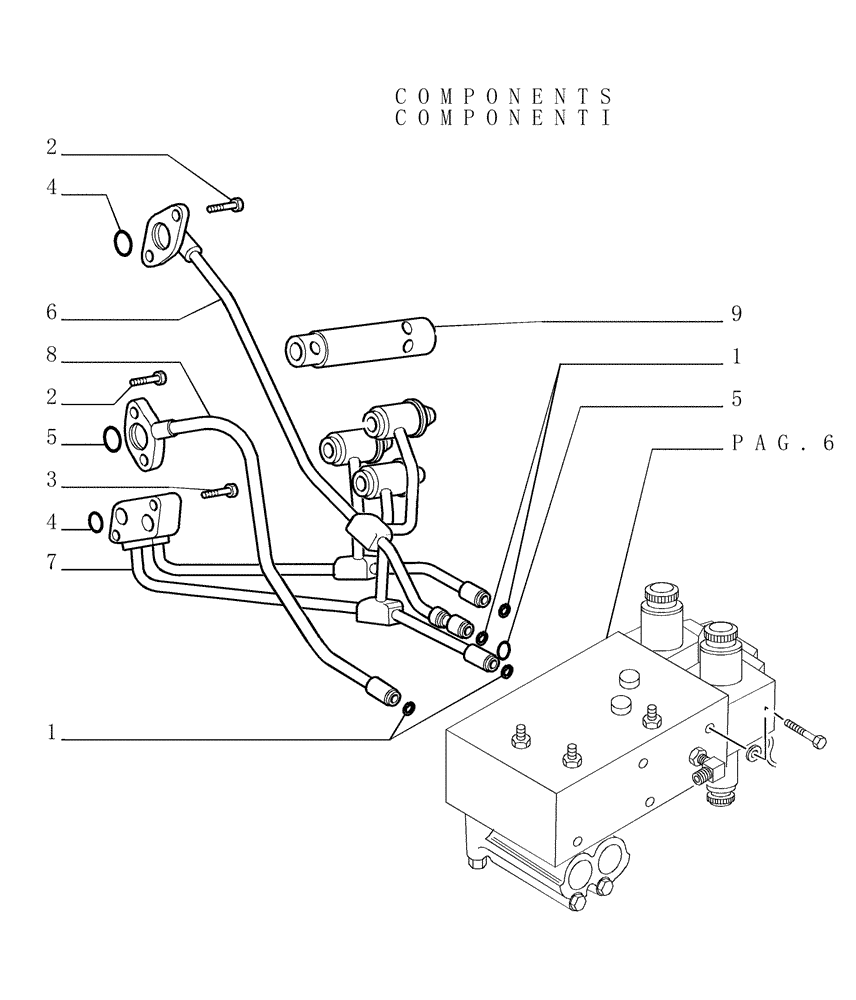 Схема запчастей Case 1850K - (1.211[07]) - TRANSMISSION - PIPING Hydrostatic Transmission