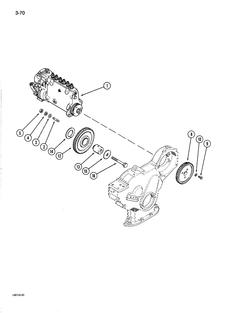 Схема запчастей Case 1187B - (3-70) - INJECTION PUMP DRIVE, 504BOT DIESEL ENGINE (03) - FUEL SYSTEM