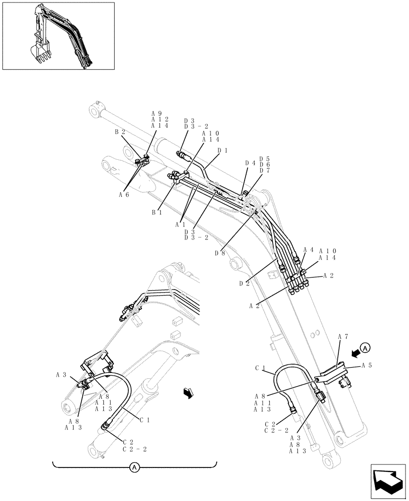 Схема запчастей Case CX20B - (500-01[1]) - BOOM PIPING (1.88M) (35) - HYDRAULIC SYSTEMS