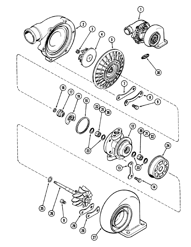 Схема запчастей Case 50 - (2-38) - TURBOCHARGER, 504BDT ENGINE (02) - ENGINE