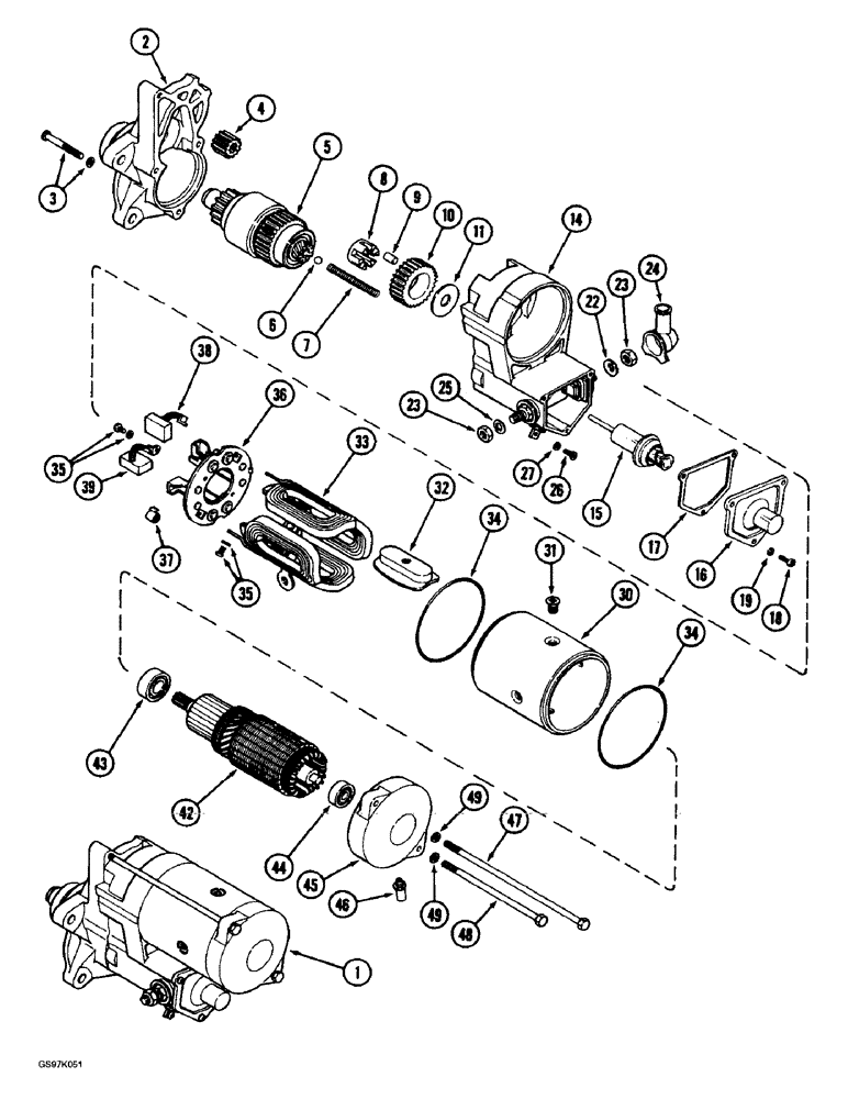 Схема запчастей Case 888 - (4-06) - STARTER, 6T-590 DIESEL ENGINE (04) - ELECTRICAL SYSTEMS