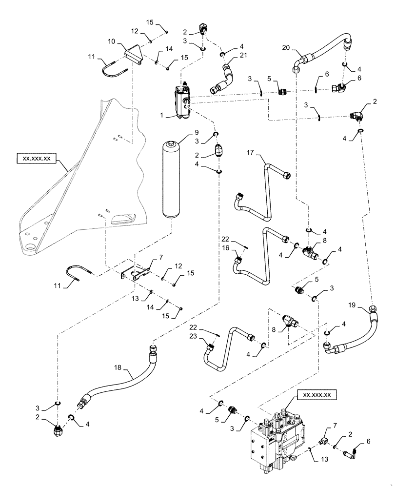 Схема запчастей Case 721F - (35.701.AX[04]) - HYDRAULICS, RIDE CONTROL VALVE INSTALLATION (35) - HYDRAULIC SYSTEMS