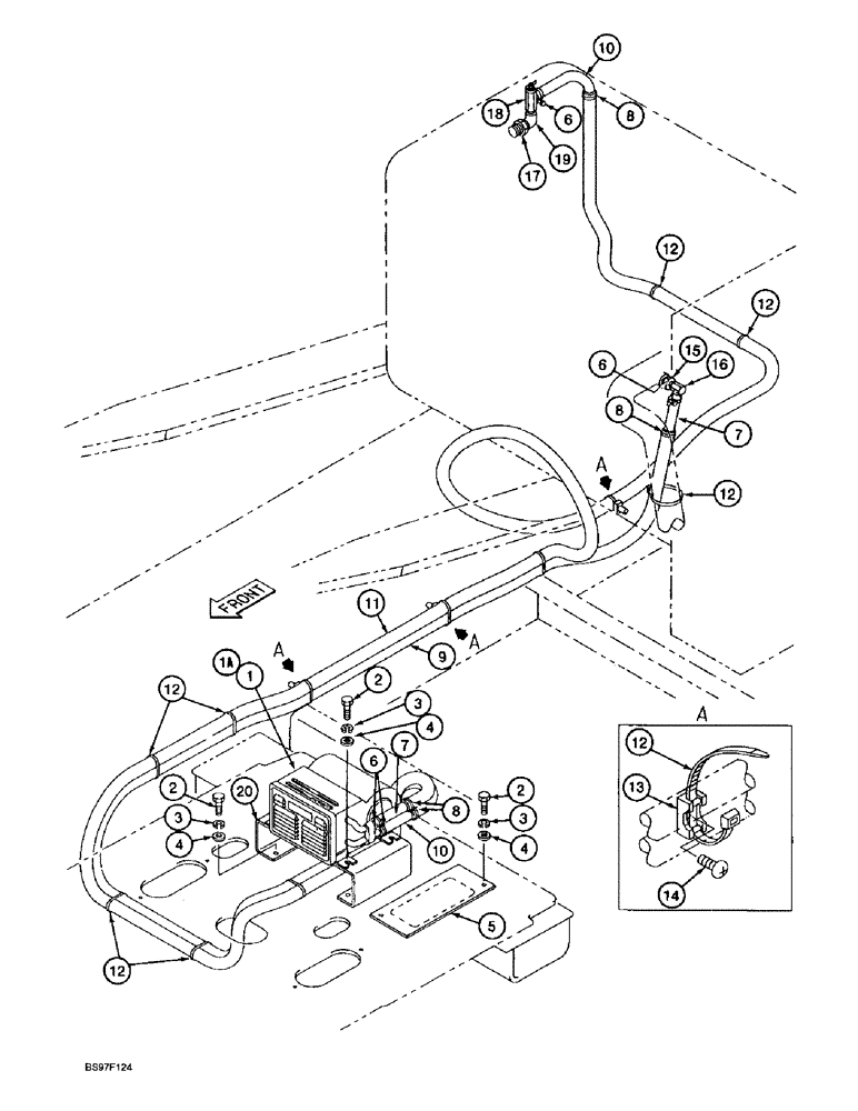 Схема запчастей Case 9030B - (9-050) - HEATER AND HOSES (09) - CHASSIS