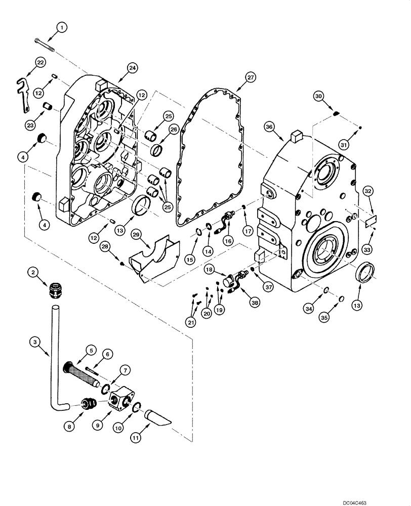 Схема запчастей Case 845 - (06.15[00]) - TRANSMISSION - MAIN HOUSING (06) - POWER TRAIN