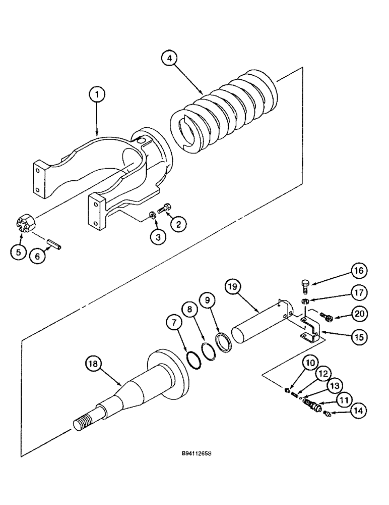 Схема запчастей Case 9040B - (5-12) - TRACK ADJUSTER, ALL MODELS EXCEPT TIMBER KING MODELS (11) - TRACKS/STEERING