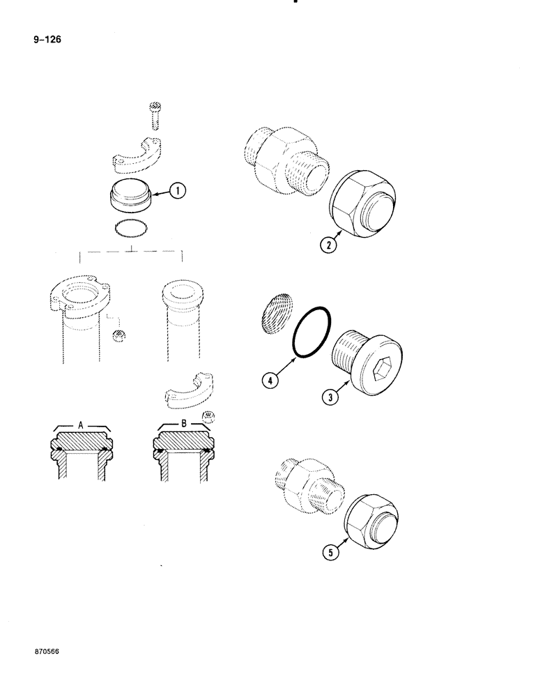 Схема запчастей Case 888 - (9-126) - HOSE AND TUBE CAPS AND PLUGS (09) - CHASSIS