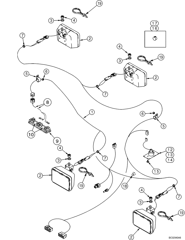 Схема запчастей Case 821C - (04-08) - HARNESS - CAB ROOF (04) - ELECTRICAL SYSTEMS